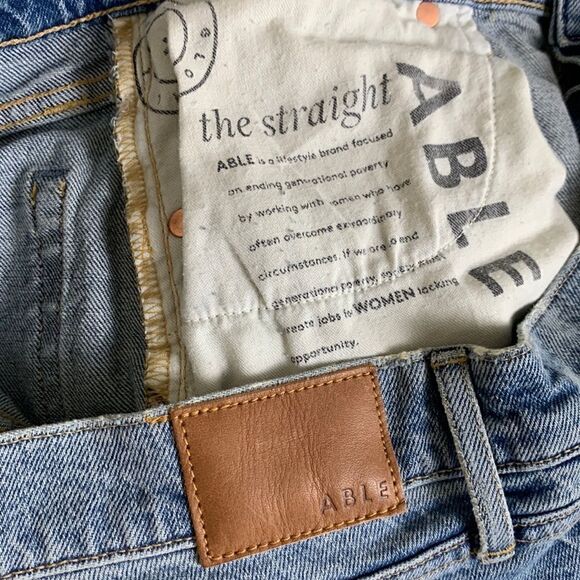 Women’s ABLE the straight jean size 32 raw hem sold out high rise waist - Picture 11 of 13